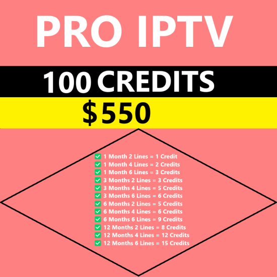 PRO IPTV 100 Credits Reseller Panel