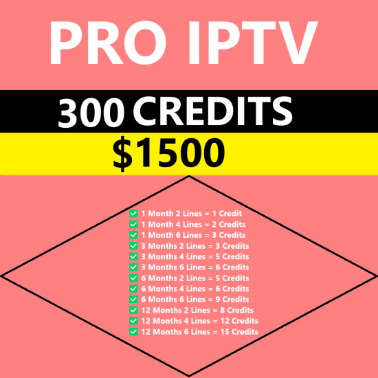 PRO IPTV 300 Credits Reseller Panel