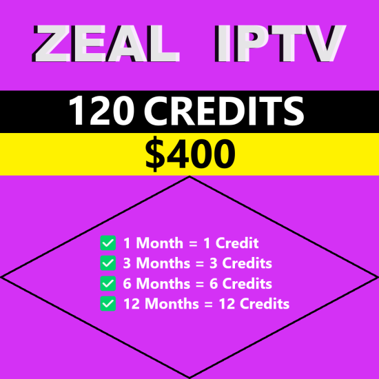 Zeal IPTV 120 Reseller Credits