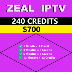 Zeal IPTV 240 Reseller Credits