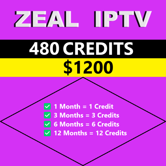 Zeal IPTV 480 Reseller Credits